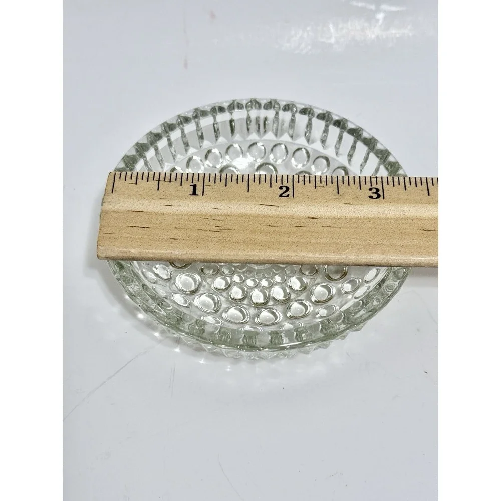 VTG Clear‎ Glass Hobnail Trinket Box W/ Lid Cottagecore Decor Jewelry Holder